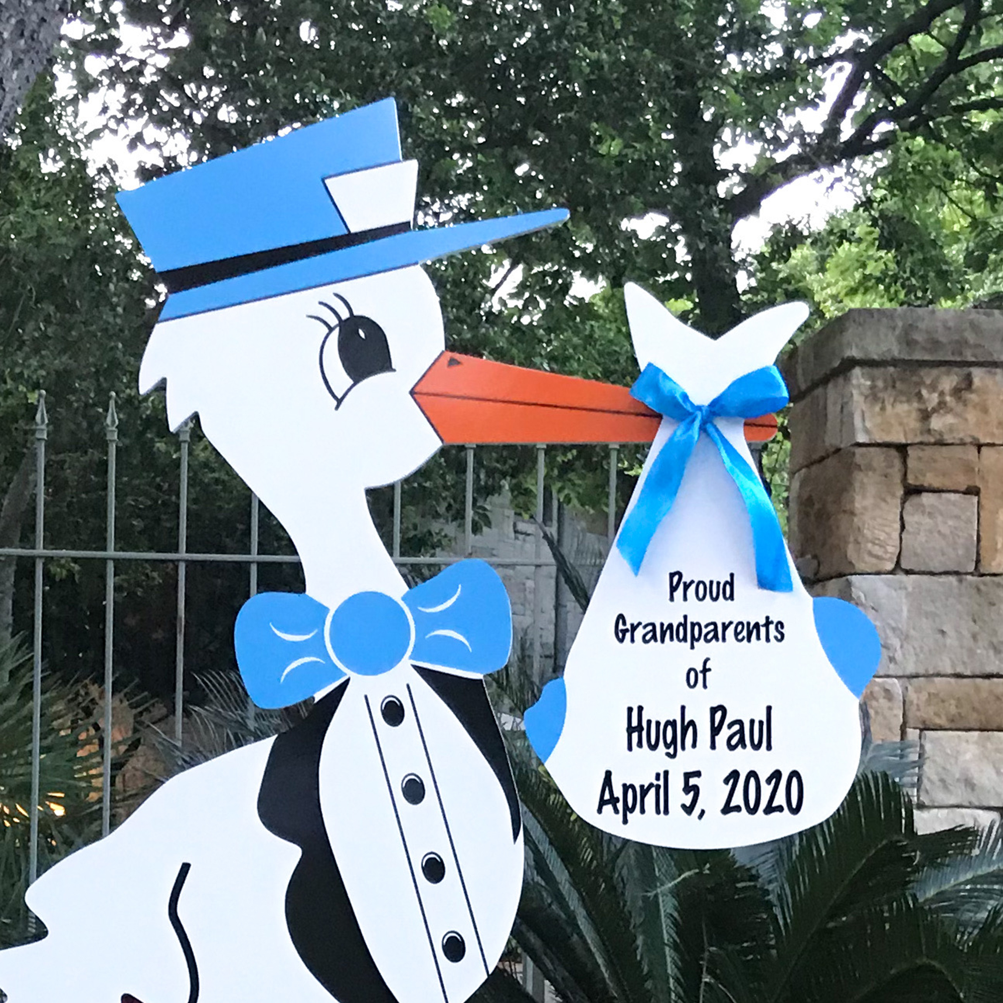 Grandparent Blue Stork Sign with Personalized Bundle, Amelia Island, Jacksonville (FL), St Mary's (GA)
